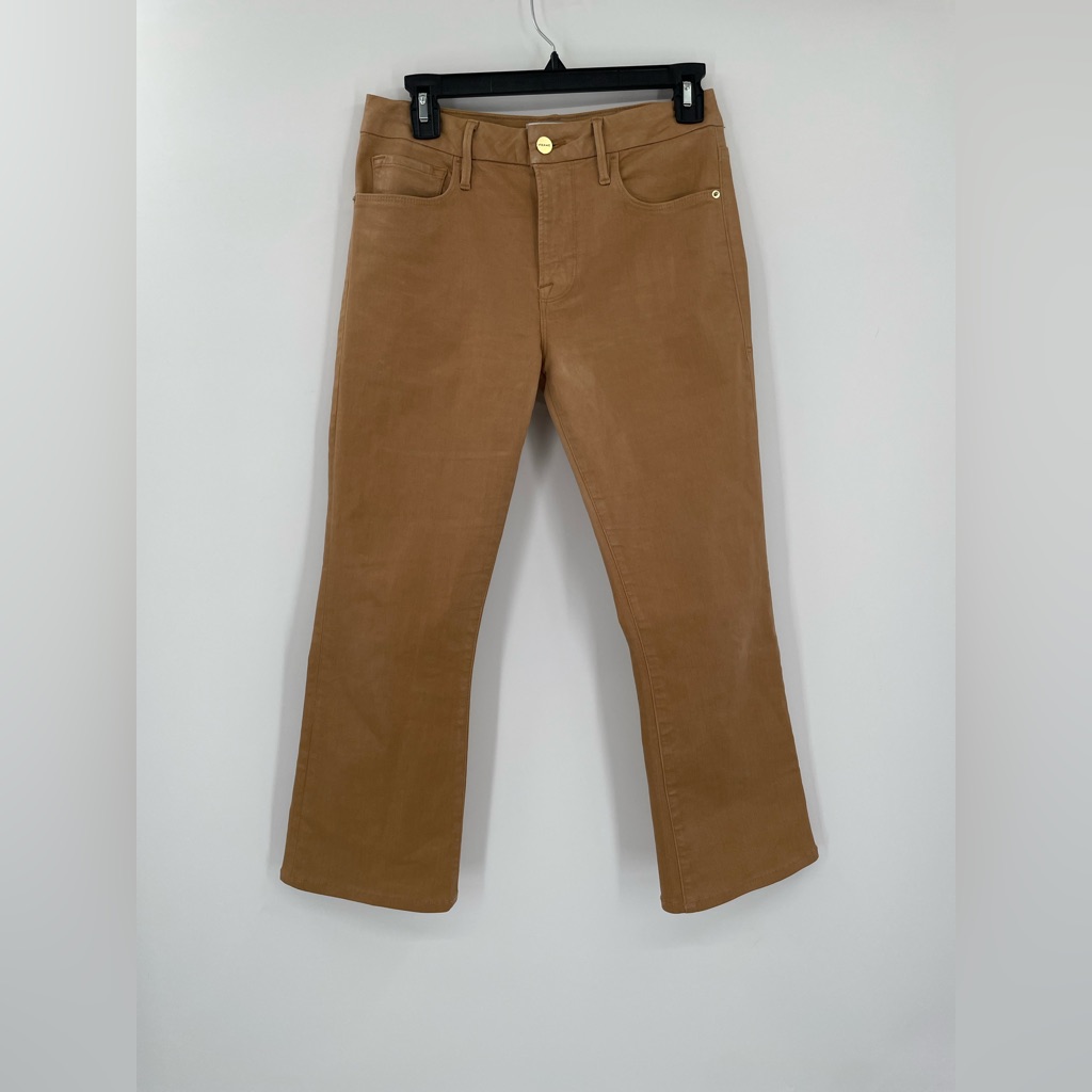 Frame Tan Cropped Flare Jeans Neutral Minimalist Size 27 Est